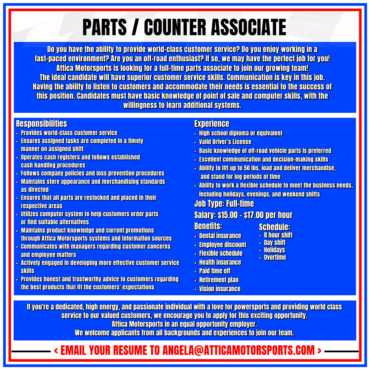 Employment Attica Motorsports Indiana